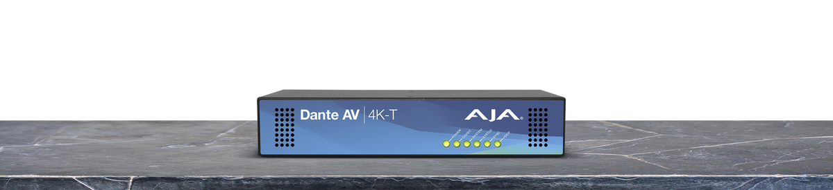 AJA Dante AV 4K-R Receiver Decodes Dante AV Ultra JPEG 2000 into 12G / HDMI Video with Embedded Audio