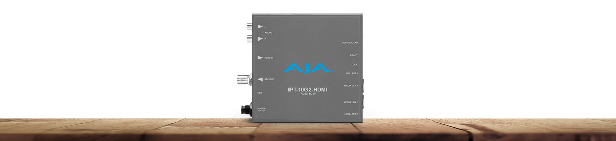AJA IPT-10G2-HDMI HDMI to SMPTE ST 2110 Video and Audio IP Encoder with Hitless Switching