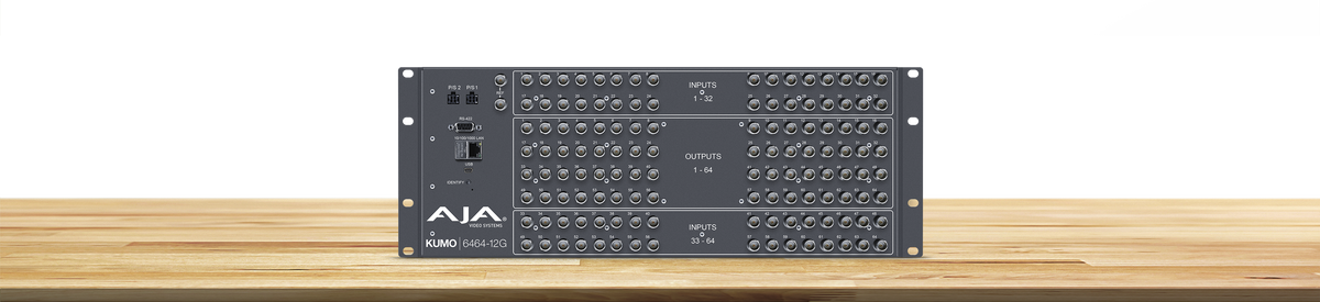 AJA KUMO 6464-12G KUMO 64x64 Compact 12G-SDI Router, with 1 Power Supply